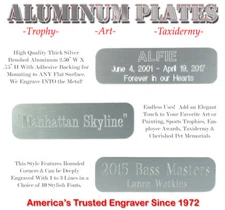 3/4" X 2 1/2" Custom Engraved Aluminum ID Name Plates Art Trophy Taxidermy Gifts