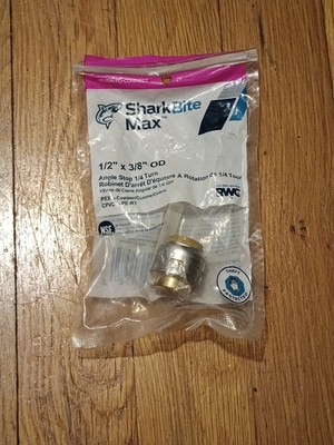 Shark Bite Plumbing Fitting 1/2'' x 3/8'' OD Angle Stop 1/4 Turn Lead Free NEW