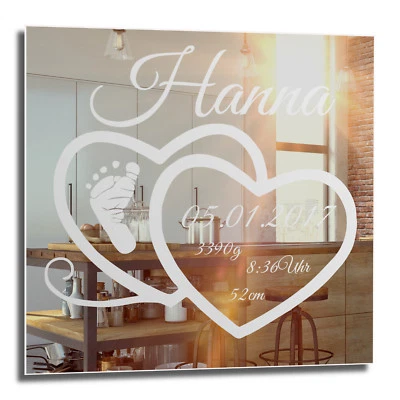 MARKENLOS Motivspiegel Baby 1 ★ Geschenk zur Geburt ★ Taufe ★ personalisiert ★ Boy ★ Girl