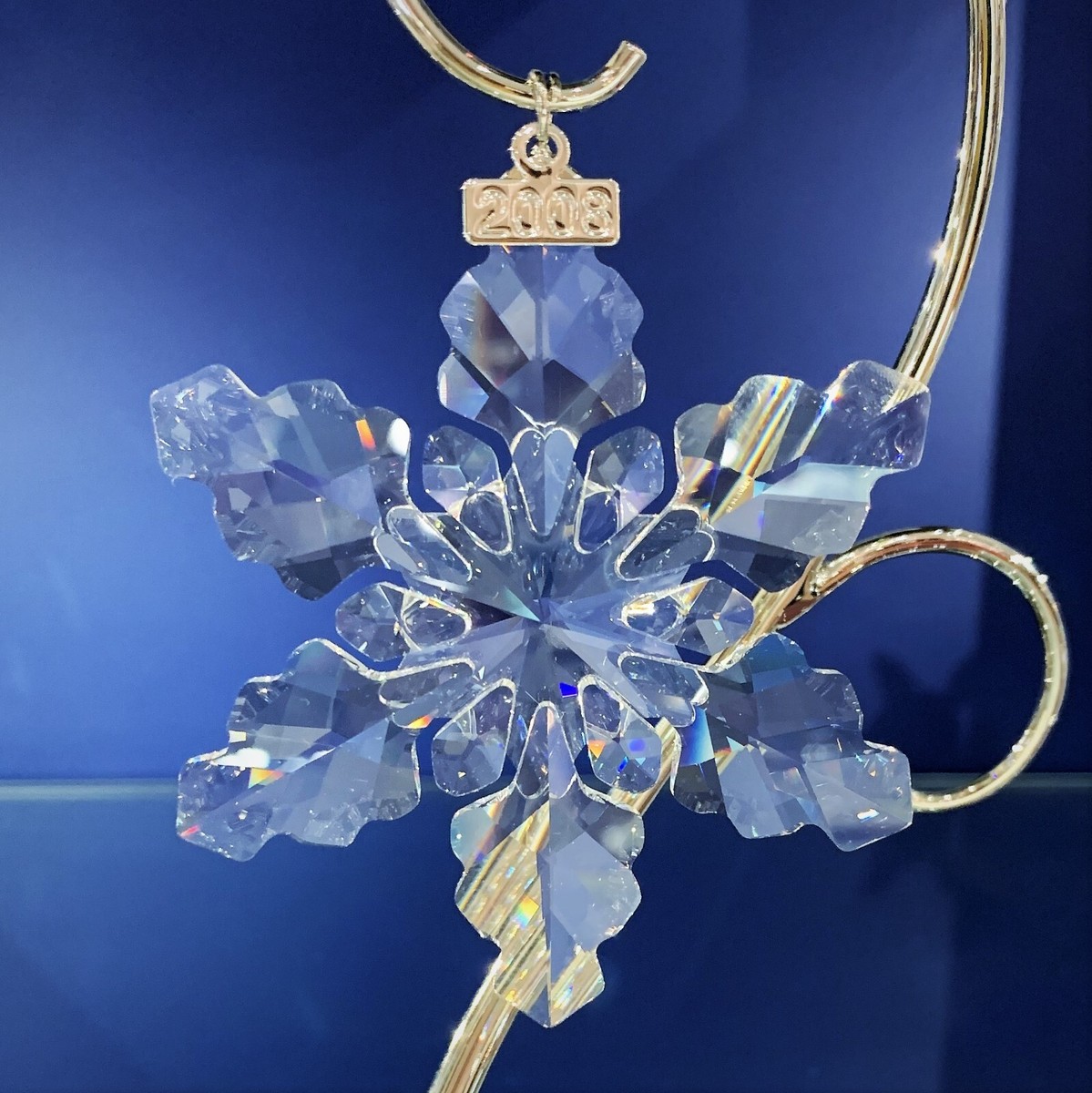 美品 未使用 SWAROVSKI クリスマス オーナメント 2008 クリスタル Swarovski Crystal '2008' Annual Snowflake/Star Ornament with