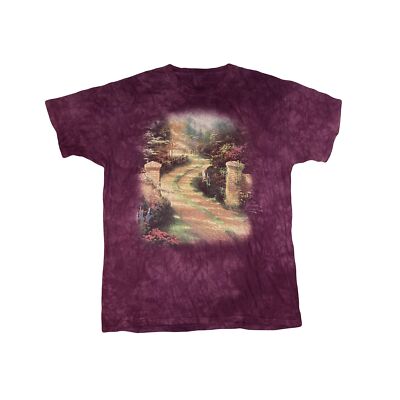 Vintage 90er Thomas Kincade lila Batik Idyll Country Szene T-Shirt Gr. XXL