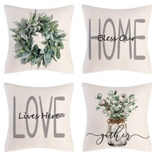 Throw Pillow Covers 16x16 Set of 4 Farmhouse Pillow Covers Natural Cushion Ca...