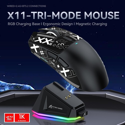 ATTACK SHARK X11 BT/2.4G Wireless/Kabelgebundene Gaming-Maus, PixArt PAW3311 - Afbeelding 28 van 67