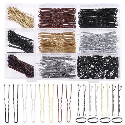 420Pcs 2 Styles Hair Pins Kit with Storage Box, Includes Black Bronze Gold Si...