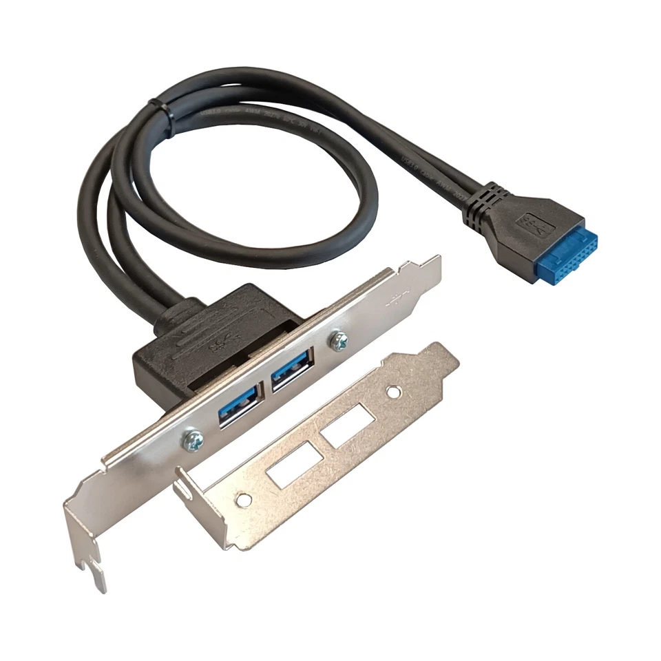 MARKENLOS Soporte de placa de ranura USB 3.0 19 pines conector de poste interno 2 x conector USB 3.0 tipo A
