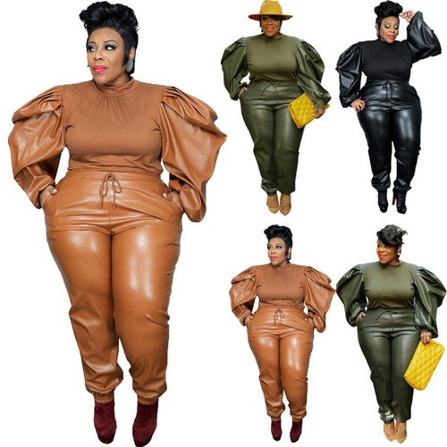 Plus Size Two Piece Set Women Tracksuit Long Sleeve Tops Pants Loose Outfits New - Picture 12 of 28