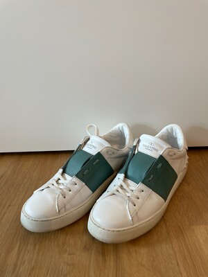 Valentino Garavani Sneakers 41 Rockstud Weiß Grün Leder Turnschuhe