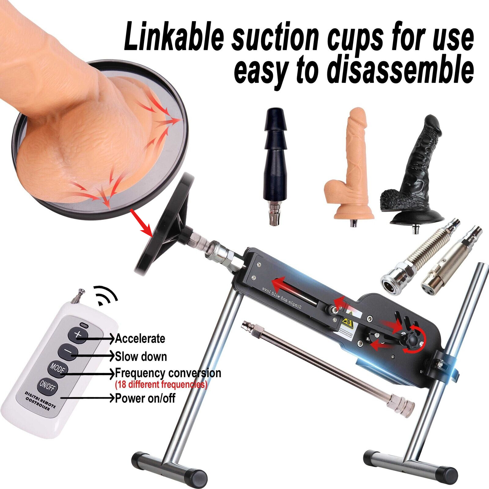 Sexspielzeug Masturbation Sex Maschine Fickmaschine mit Dildo Aufsätze Stange DE