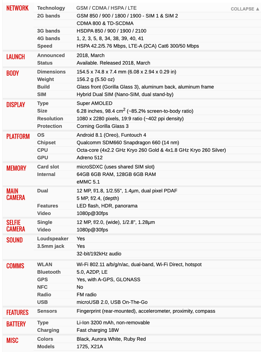 中古美品★おまけ付き★SIMフリーVivo x21★ 6GB/128GB★ Original VIVO X21 4G LTE Dual SIM 6GB RAM 128GB ROM Android