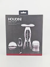 Houdini Deluxe Mixed Material 4 piece Wine Tool Kit in Chrome and Black