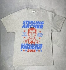 Sterling Archer Danger Zone President 2016 Gray T Shirt Jerzees Size M