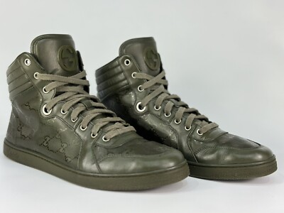 Gucci Imprime Monogram Mens Sneakers High-Top Military 259847 Size
