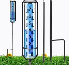 Rain Gauge Upgrade, 7" Freeze-Proof Glass Rain Gauge Outdoor, Large Clear Number
