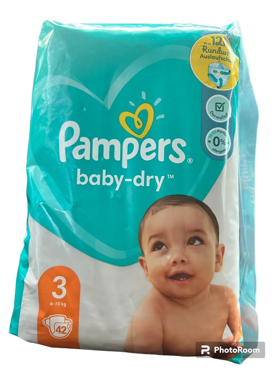 Pampers Baby-Dry Windeln Größe 6-10 Kg 42 Stück bis zu 12h Auslaufschutz  NEU