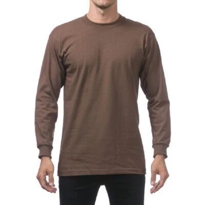 PROCLUB MENS HEAVYWEIGHT LONG SLEEVE T SHIRTS PRO CLUB CASUAL COTTON TEE SHIRT - Image 1 of 4