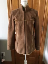 Real Clothes Womens Long Sleeve Jacket Brown Polyester  Zip Up Size 4.  E