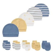 10 Pieces Newborn baby Cotton Cap and Mitten Sets