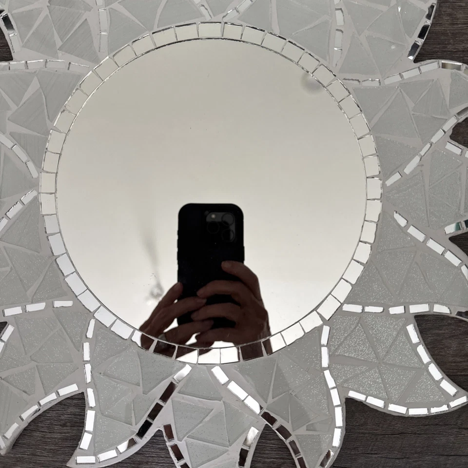 "Espejo de mosaico de estrellas de mar Sunburst de madera de 15,5"" decoración náutica de playa" Foto 4 de 4