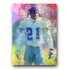 Deion Sanders #7 Art Card Limited 18/50 Edward Vela Signed (Dallas Cowboys)