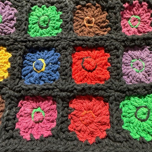 Lucky Brand Granny Square Purse Crochet Italian Leather Shoulder Bag - Picture 2 of 10