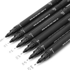 Pin Drawing Pens/6 Assorted Tip Sizes, Pin Technical Fineliner Pens, Pack of ...