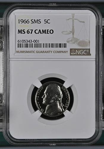 1966 SMS Nickel Jefferson NGC MS-67 CAMEO