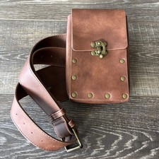 Renaissance Bag Medieval Belt Pouch Faux Leather Leg Phone Holder Festival Faire
