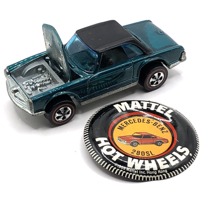 Hot Wheels Redline Mercedes-Benz 280SL 1969 Aqua Black Roof - Hong