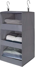 3-Shelf Hanging Closet Organizer and Storage, Collapsible Hanging Closet Shelves