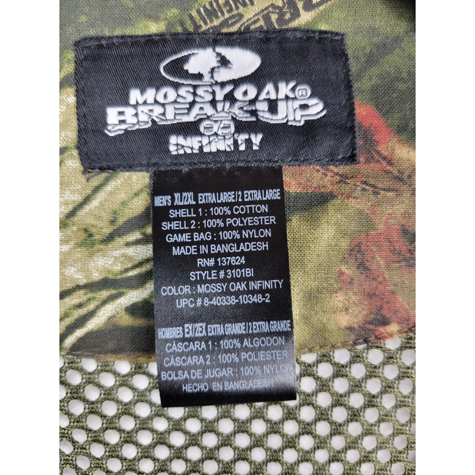 Mossy Oak Break-Up Infinity Hunting Vest XL/2XL Camo Mesh Game Bag Pockets - Image 4 of 4