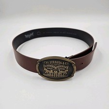 Levi Strauss  Co. Brown Men's Western Belt Adjustable Brass Buckle Size 85/34