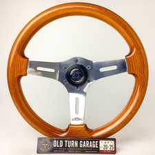 Oba Steering Wheel 345mm Wood Polished 3-spoke Vintage Japanese Old School
