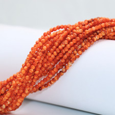 Natural Red Orange Spiny Oyster Smooth Round Beads Size 3mm 16" Strand