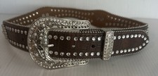 Nocoma Young Girls Bling Brown Leather Cowgirl Belt Size 24 Rhinestones Pretty