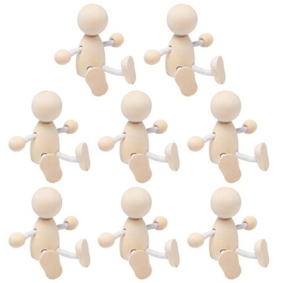 8 pieces wooden dolls DIY painting wooden figures for painting DIY figures