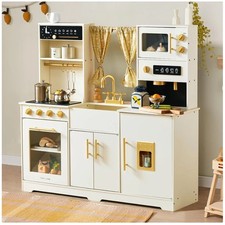 Spacious Wooden Play Kitchen with Rich Configuration