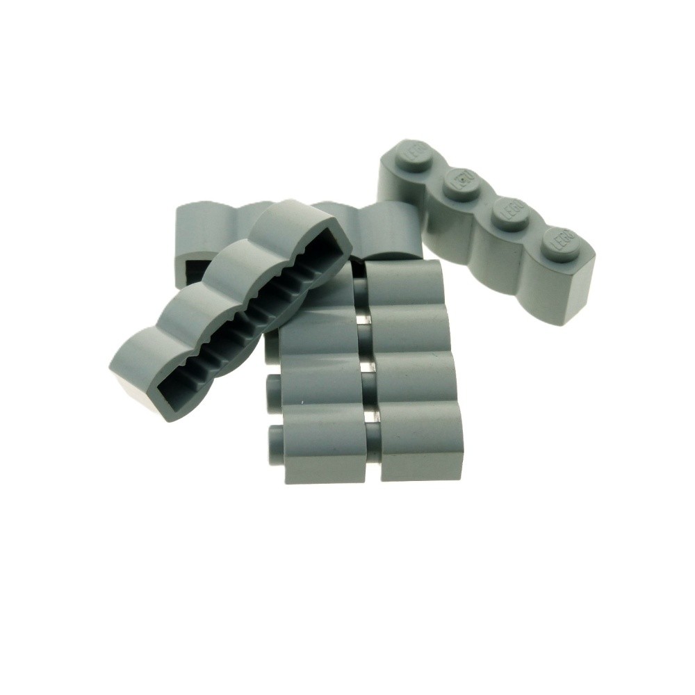 5x Lego Building Brick Modified 1x4x1 Light Gray Palisade Wood Block Profile 301