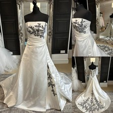 Vintage Wedding Dresses Satin Black Beading Sleeveless 1920s Country Bridal Gown