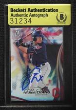 BAS 2017 Bowman Platinum Top Prospects Yu Chang #TP-YCC Beckett Auth Sticker ur8