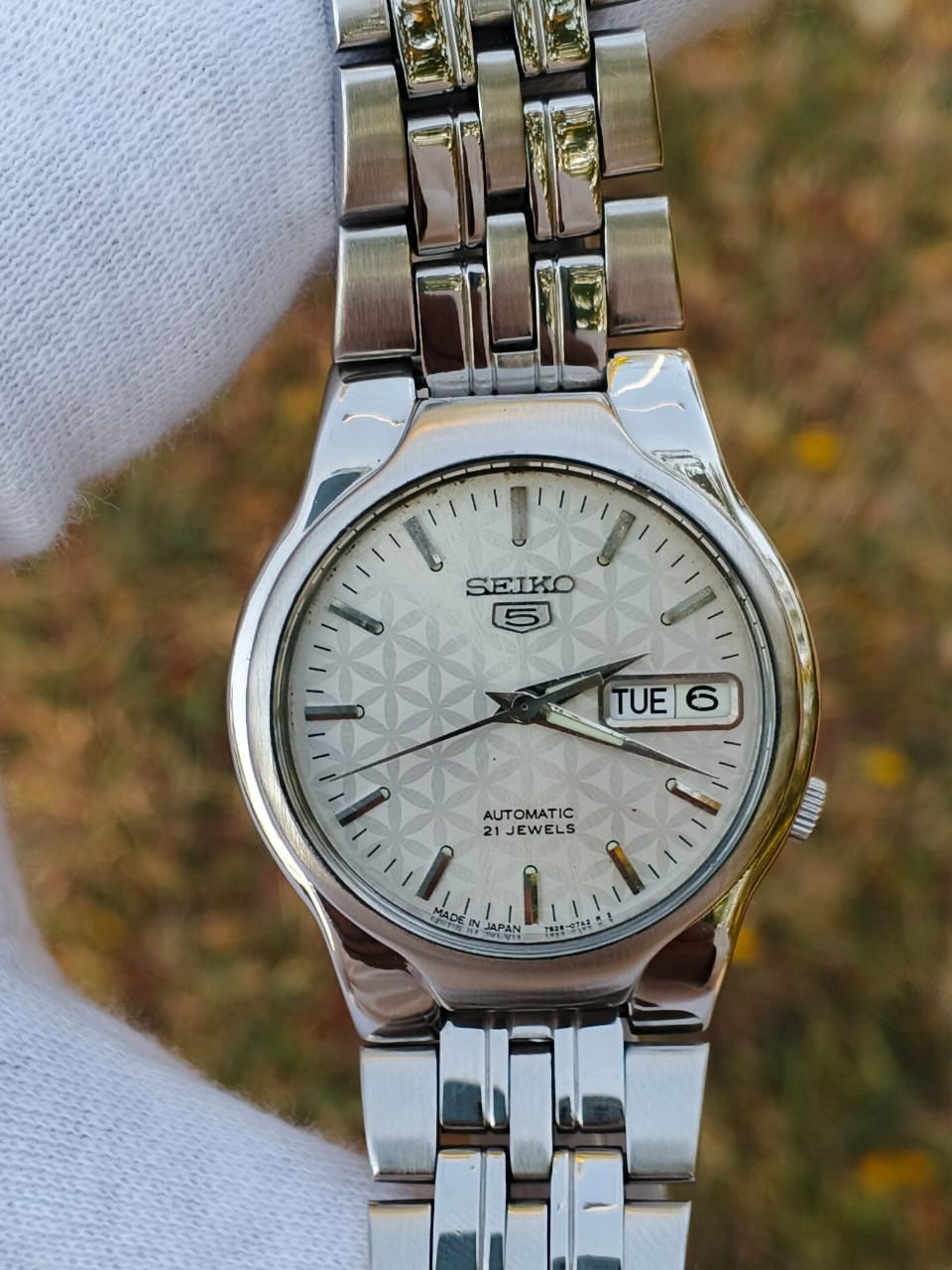 Watch Vintage Day/Date 5 Japan Unisex Automatic Seiko Wrist Pattern Floral - vintagewatches.pk