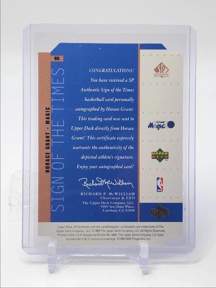 HORACE GRANT 1999-00 UD SP AUTHENTIC SIGN OF THE TIMES DIE CUT AUTO Q3562 - Image 2 of 2