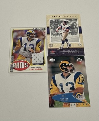 Kurt Warner STL Rams Jersey Fusion/ Fleer/ Collectors Edge Rookie (3) Card Lot!