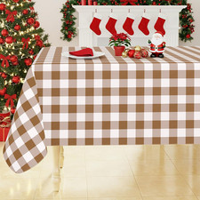 Rectangle Table Cloth, Waterproof Vinyl Tablecloths with Flannel Backing, Wipeab