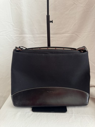 Kate Spade New York Black Nylon Leather Shoulder Bag Purse Made in Italy