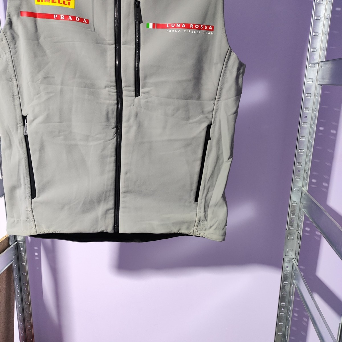 ? Prada Luna Rossa Pirelli Grey Technical Vest Full Zip Racing 