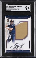 2016 NATIONAL TREASURES ROOKIE PATCH AUTO RPA GOLD #101 JARED GOFF 3/10 SGC 9
