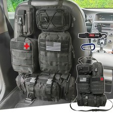 6 Pack Tactical Molle Car Seat Back Organizer Tactical Vehicle Panel with 5 D...