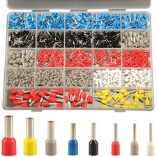 1200pcs AWG 22-7 Wire Ferrules Terminals Kit - 8 Types Ferrule Connectors - P...