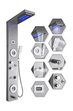 ELLO ALLO Stainless Steel Shower Panel Tower System,LED Rainfall Waterfall Sh...