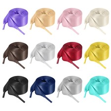 Satin Ribbon Shoelaces Flat Wide Colorful Shoestrings for Sneakers 12 Pairs 47 I